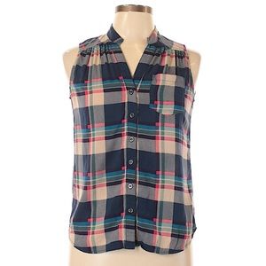 Fun 2 Fun sleeveless plaid blouse